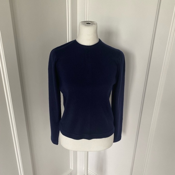 Vintage Talbott Taralan Womens Navy Blue Mock Neck Fitted 60s Sweater Size XS - Picture 1 of 9